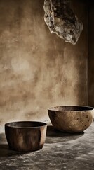 Rustic Wooden Bowls Still Life