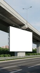 Obraz premium Blank Billboard Under Highway Overpass: Advertising Space