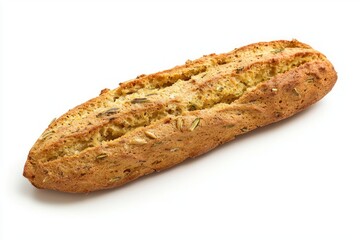 Delicious Freshly Baked Italian Bread Stick Studio Shot on White Backdrop Ready for Any Recipes