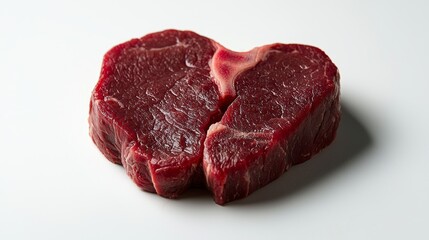 Fototapeta premium Unique Heart-Shaped Raw Beef Steak: A Creative Cut for Culinary Delights