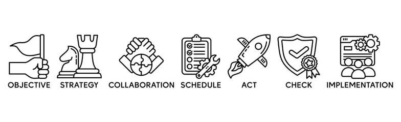 Action plan banner web icon for business and marketing. objective, strategy, Collaboration, Schedule, Plan and implementation