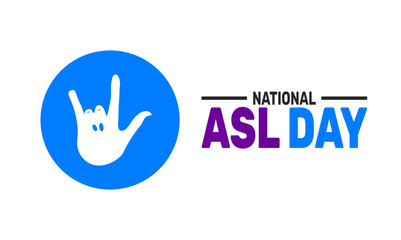 Fototapeta premium April is National ASL Day . Holiday concept. suitable for placard, background,Greeting Card, Poster design template with text inscription, standard Social Media Post.