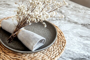 Rustic Dining Table Setting with Elegant Flowers