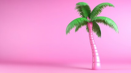 Pink Pixelated Palm Tree on Pink Background