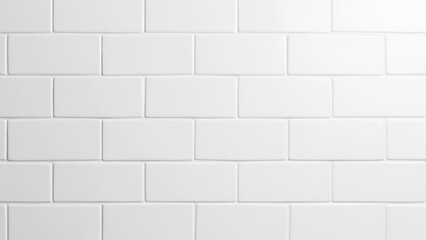 White tile subway pattern with clean, rectangular tiles arranged in a staggered layout.