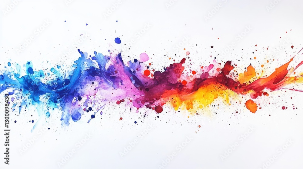 Poster colorful splashes creating patterns on glossy paper