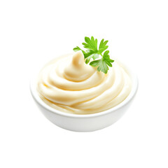 Creamy Mayonnaise in a Bowl Garnish with Parsley Delicious and Appetising