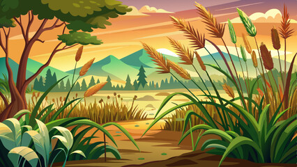 Wild grass growing in nature