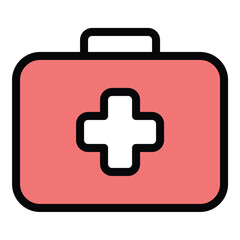Obraz premium Flat Line First Aid Kit Icon A Simple and Modern Medical Illustration.