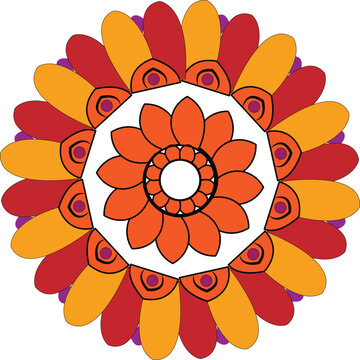 orange color of mandala art 