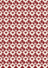 Easter Seamless pattern with hare rabbit and heart in rhombuses shape. Hand drawn cartoon illustration. For printing packaging, textiles