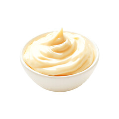 Creamy swirls of mayonnaise in a white bowl a delicious condiment