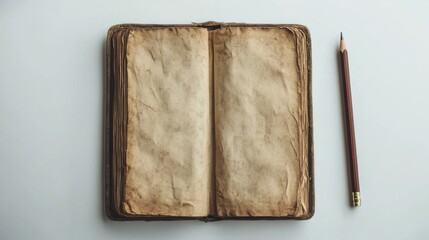 Notebook and pencil isolated on a white background.