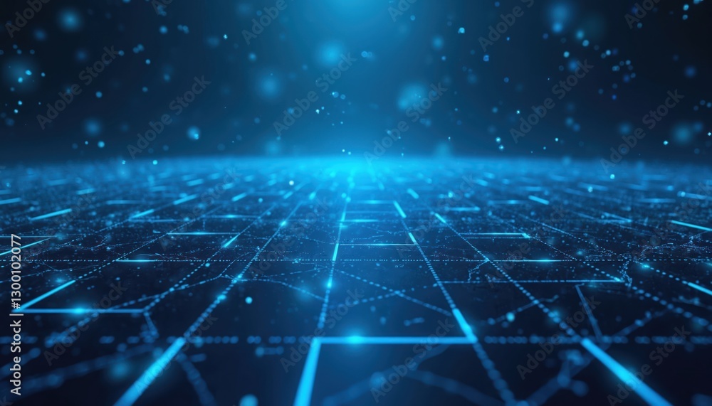Poster abstract tech blue background with cyber network grid. digital connectivity, cyberspace communicatio