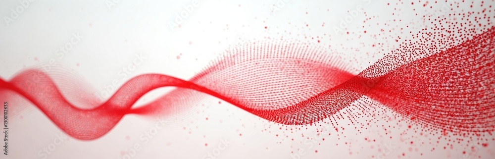 Poster digital abstract design. red dots, lines on transparent backdrop form wave. geometric graphic illust
