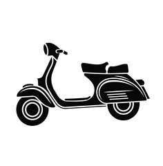 Fototapeta premium Retro Scooter Black Silhouette Vector Illustration – Classic Moped Outline for Logo and Design