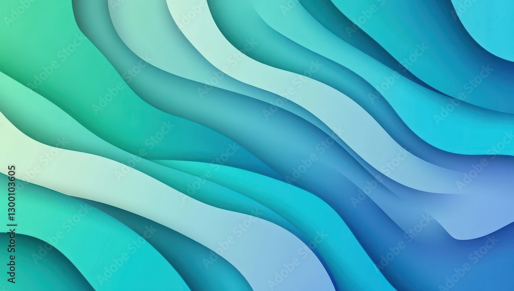 Poster abstract fluid wave design in gradient shades of blue and green creating a serene and tranquil backg