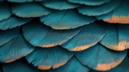 Obraz premium Teal and Orange Bird Feathers Close-Up Texture