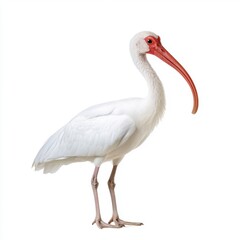 Fototapeta premium White Ibis Bird Profile on White Background