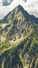 Majestic Mountain Peak with Varied Textures and Vegetation