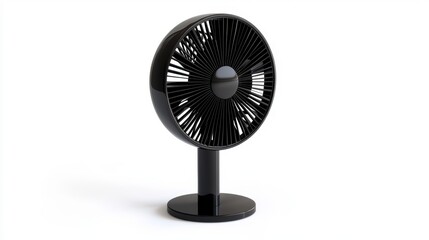 Black Minimalist Desk Fan on White Background