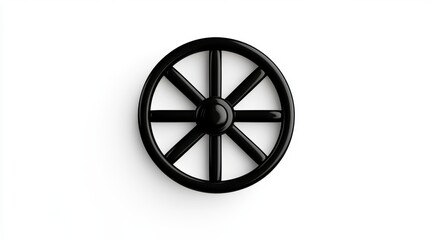 Obraz premium Black Wooden Wagon Wheel on White Background
