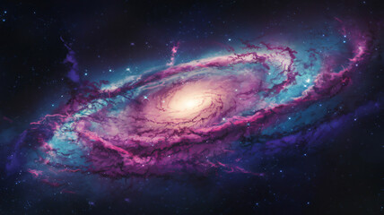 Fototapeta premium Colorful Spiral Galaxy - Cosmic Nebula Space Background