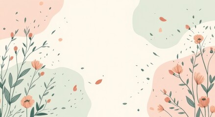 Pastel floral background with delicate botanical elements. Soft, serene design for invitations, cards, and spring themes.