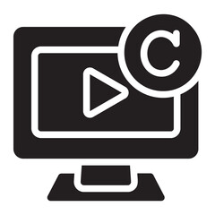 copyrighted video glyph icon