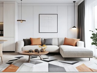 Modern Living Room with Sectional Sofa and a Rug
