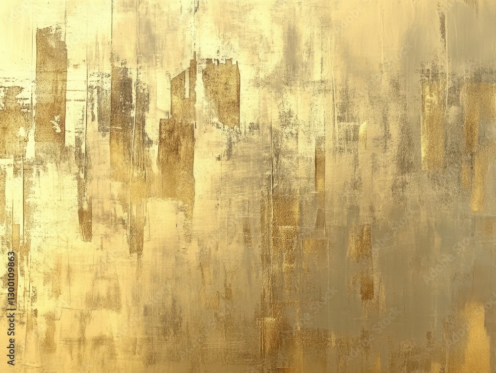 Poster Abstract golden texture with soft brush strokes and gradients creating an elegant shimmering background ideal for luxury design and contemporary art projects