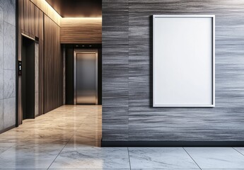 Lobby elevator blank poster modern interior design