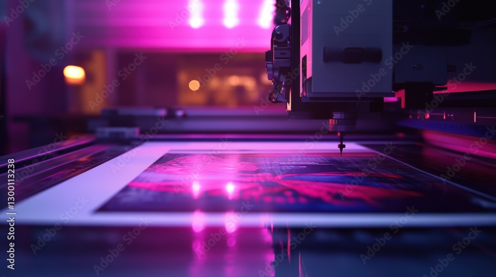 Poster live print job in progress on digital interface