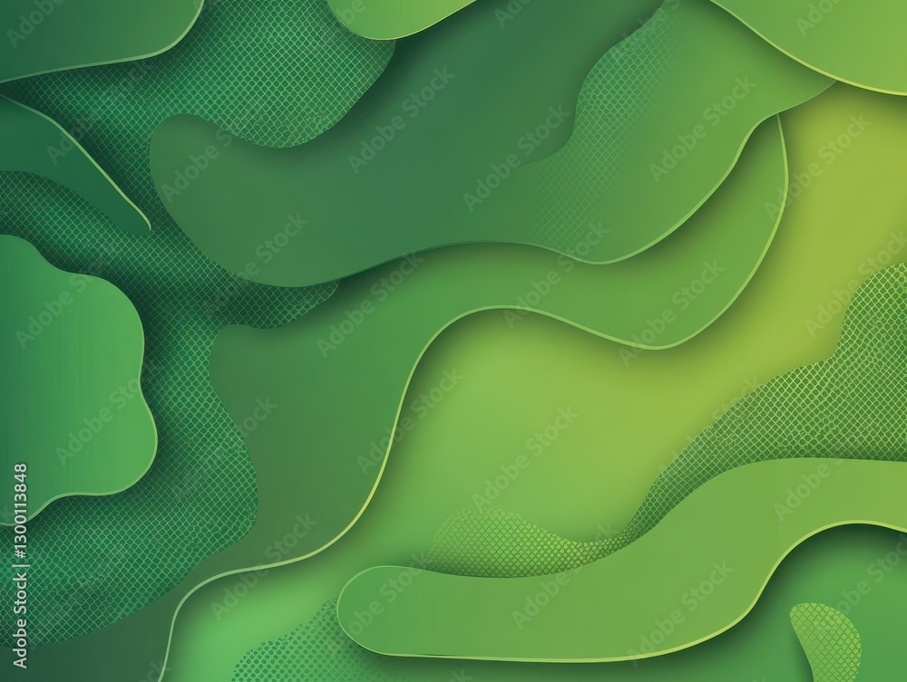 Aufkleber abstract green background with layered shapes and smooth curves for modern design and nature-themed 