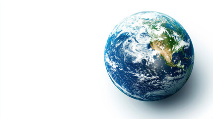 Fototapeta premium An illustration of planet Earth showcasing its vibrant continents and oceans against a clean white background