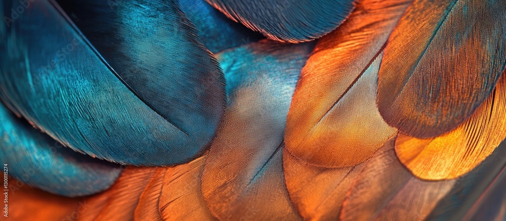 Leinwandbilder abstract close-up of textured iridescent foil with vibrant blue and warm orange hues, featuring laye