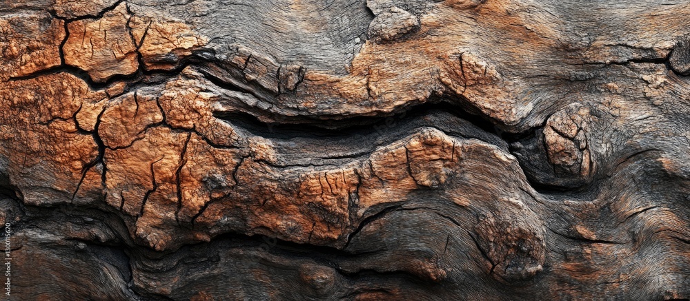 Leinwandbilder rustic wooden texture with deep cracks and rich brown tones, showcasing a weathered wooden surface i
