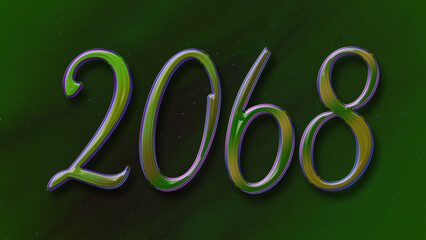 3D green with blue border design of number 2068 on green background.