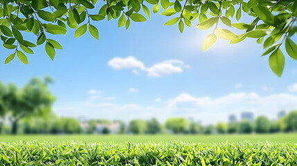 Bright Sunny Day in a Lush Green Park