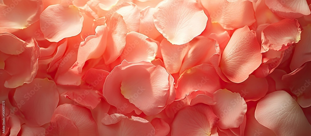 Poster Elegant pink rose petals softly arranged in a subtle gradient backdrop, creating a refined and clean aesthetic with a warm ambiance.