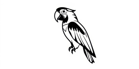Obraz premium Geometric Black and White Macaw with Abstract Patterns and Shapes in a Modern Style