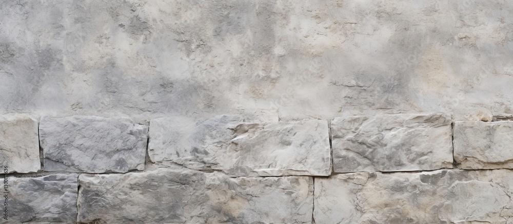 Leinwandbilder gray textured stucco wall featuring rustic stone blocks at lower section providing copy space creati