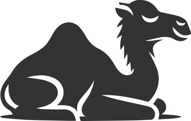Camel sleeping with eyes closed animal silhouette vector