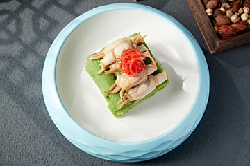Exquisite cold dish loofah, razor clam meat