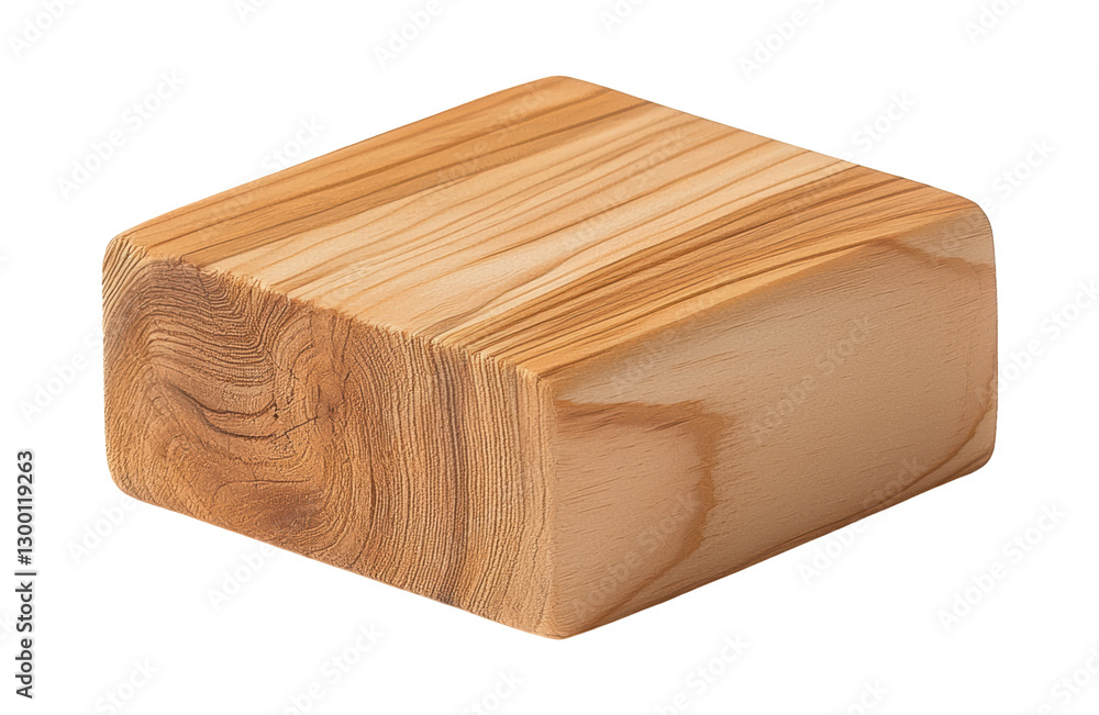 Aufkleber natural wooden cube block with a smooth finish and visible grain texture. a versatile material for c