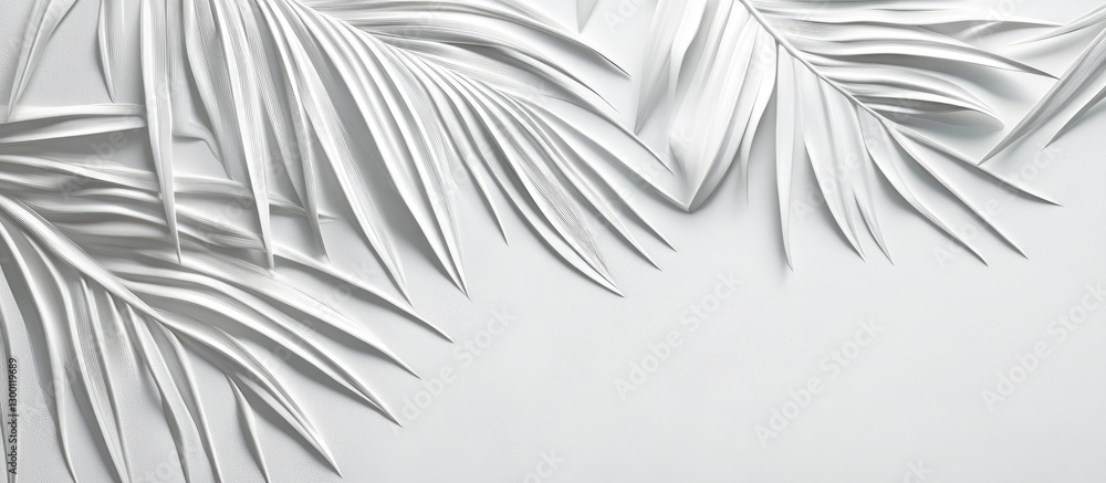 Aufkleber elegant white textured background with shadows of palm leaves gracefully arranged in the top left an