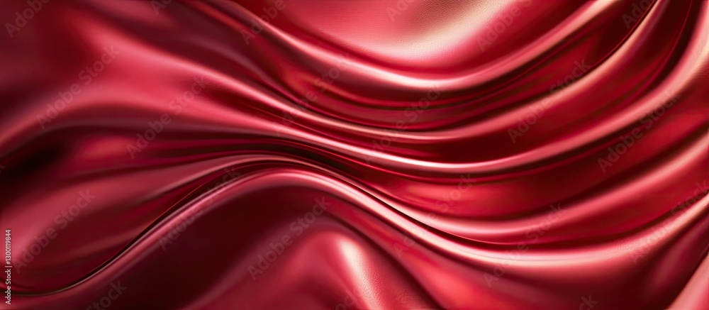 Aufkleber elegant red satin fabric with wavy texture, showcasing rich deep crimson hues, creating a luxurious 