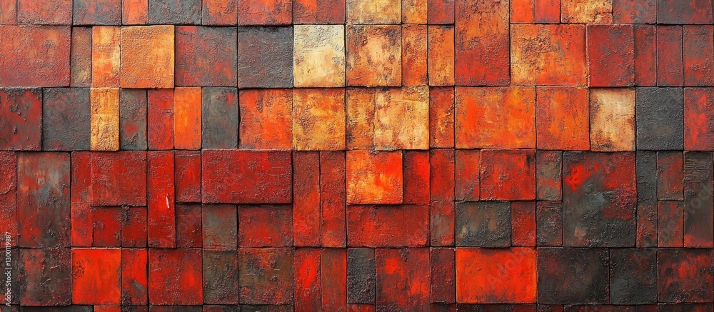 Leinwandbilder aged red brick wall texture with vivid patterns in deep red and orange hues showcasing rustic charm 
