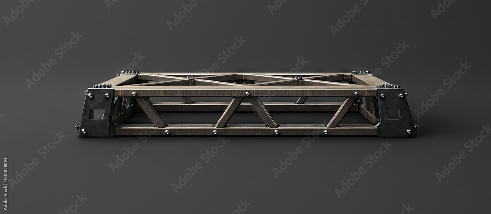 Leinwandbilder metal framework construction for a house roof showcasing a triangular design in silver-gray with bla