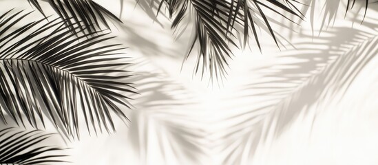 Silhouettes of dark palm fronds against a light sandy background create a tranquil beach atmosphere perfect for serene wallpaper decor.